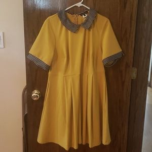 Mustard Yellow Dress with Trim Plus Size
